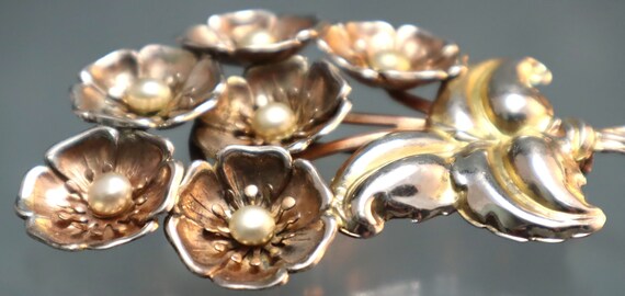 Retro Rose Gold Vermeil Sterling Large Flower Bou… - image 3