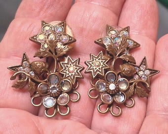 Vintage Kirks Folly Jewelry Set: Moon Star Earrings, Angel Charm