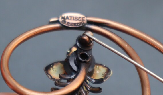 Renoir Matisse Copper Enamel Brooch Earrings Set … - image 7