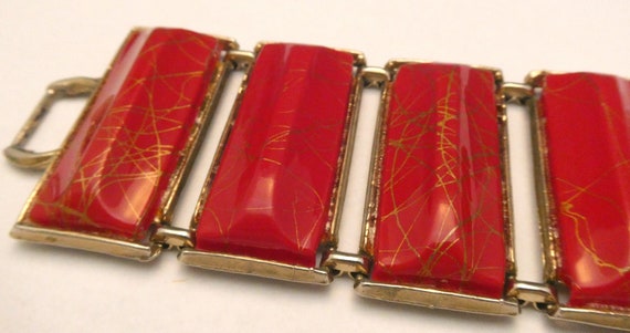 Chunky Red Confetti Bracelet Vintage Plastic - image 3
