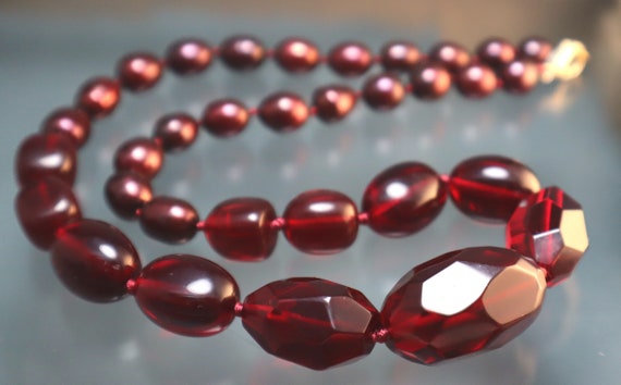 Vintage Cherry Faceted Glass Necklace - image 4