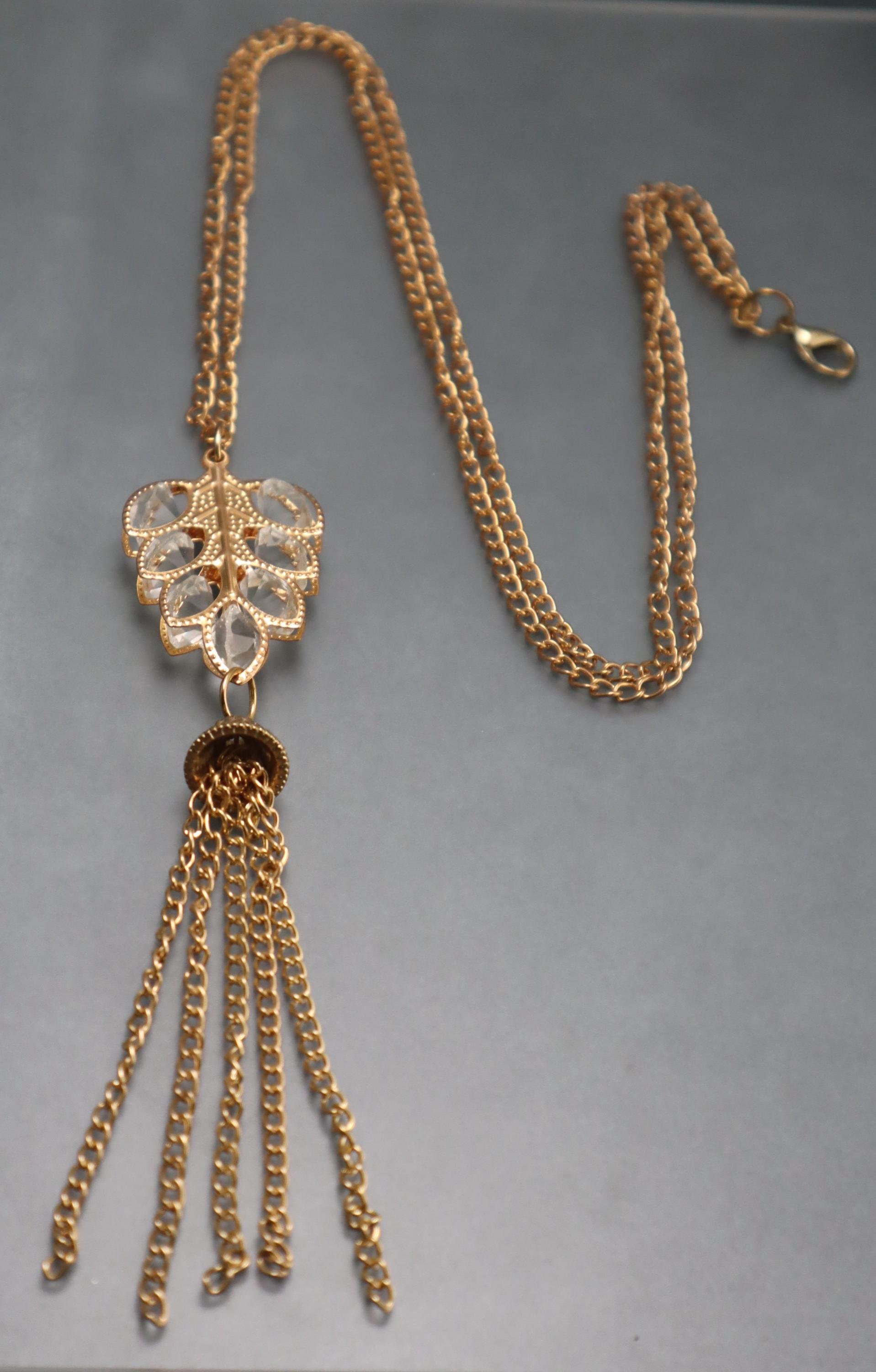 ネックレス・ペンダント Floral Crystals Fringe Necklace Vintage Crystal Flower Fringe Necklace - Etsy