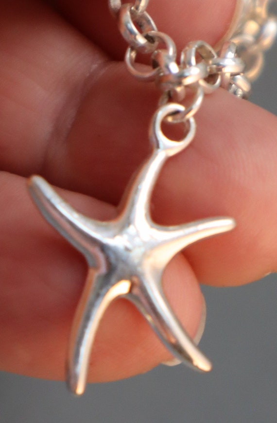 Sterling Starfish Charm Bracelet Vintage Silver - image 3