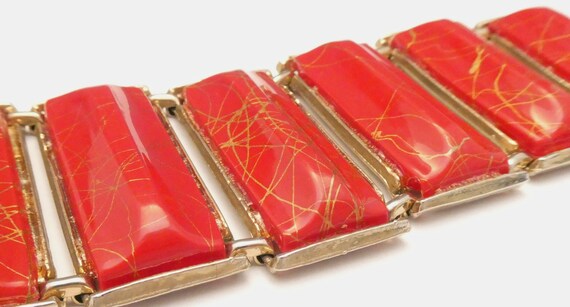 Chunky Red Confetti Bracelet Vintage Plastic - image 4