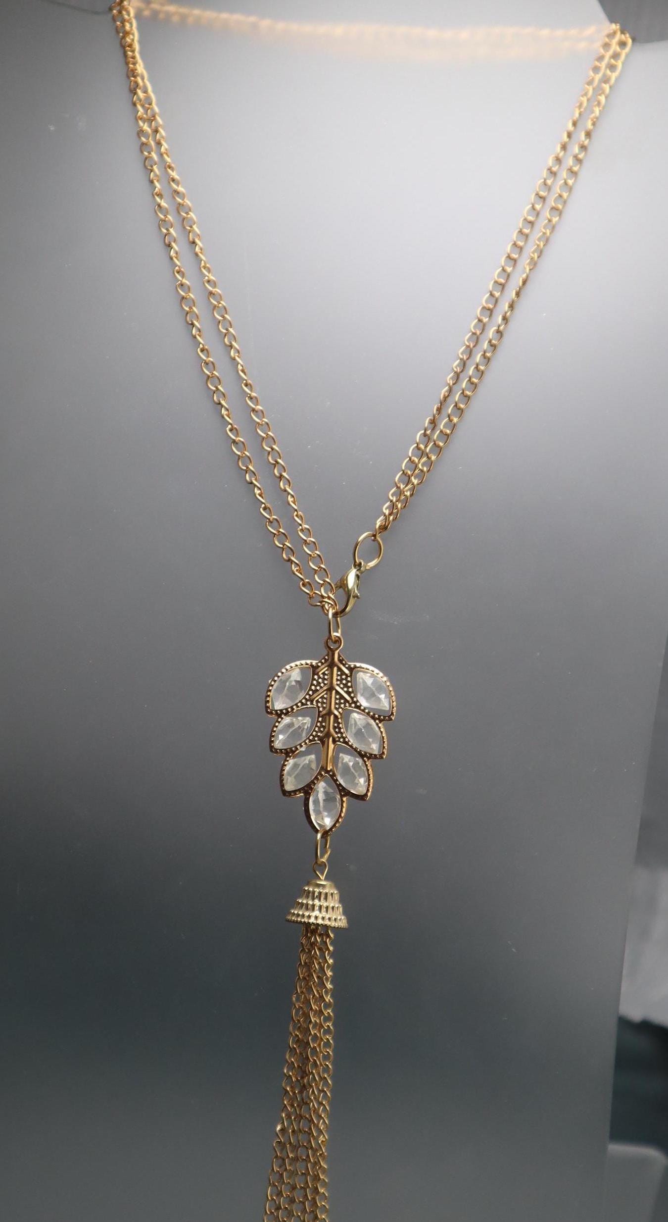 ネックレス・ペンダント Floral Crystals Fringe Necklace Vintage Crystal Flower Fringe Necklace - Etsy