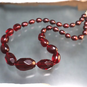 Vintage Cherry Faceted Glass Necklace image 1
