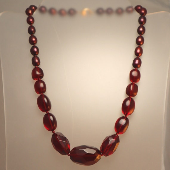 Vintage Cherry Faceted Glass Necklace - image 2