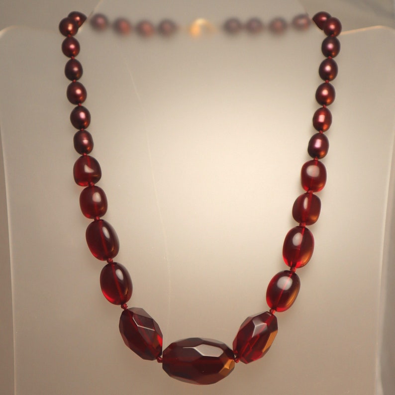 Vintage Cherry Faceted Glass Necklace image 2