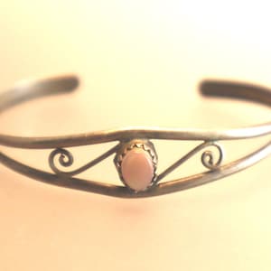 Vintage Abalone Silver Cuff Bracelet