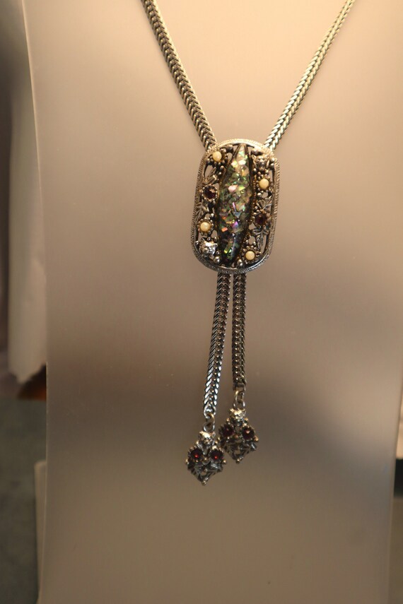 Vintage Selro Selini Confetti Lariat Necklace Purp