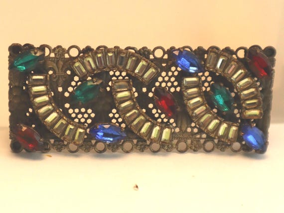 Art Deco Mirror Rhinestone Brooch Vintage Vauxhall Pin View 3