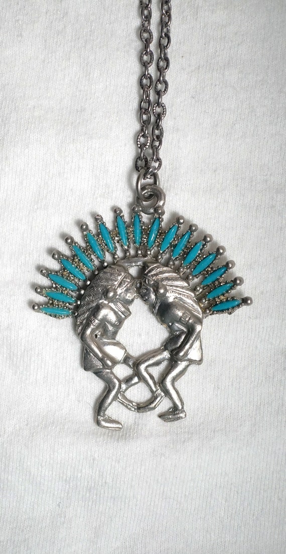 Vintage Native Dance Faux Turquoise Necklace