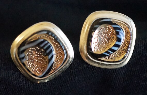 Art Glass Cuff Links Vintage Mid Century Cufflinks - image 1