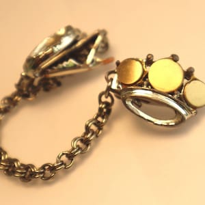 Vintage Crown Sweater Clip Chatelaine Two Tone