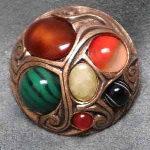 3370ヴィンテージ☆英国/MIRACLE/Luckenbooth/ブローチ Vintage Miracle Luckenbooth Brooch With Orange Striped Agate