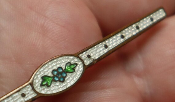 Petite Broche Ancienne En Argent émaillé - Bijou Vintage - Occasion