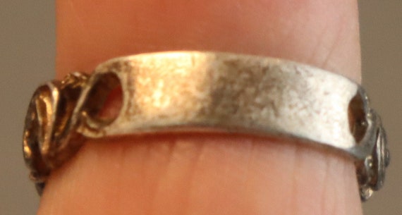 Sterling Carved Rose Band Ring Size 6.5 Vintage S… - image 3