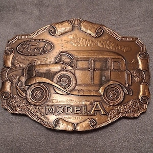 Ford Model A Vintage Brass Tone Belt Buckle