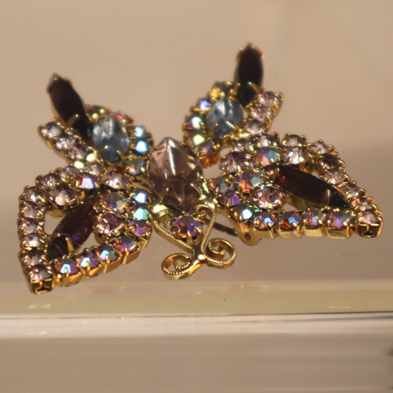 Vintage Juliana Butterfly Brooch Purple AB Blue R… - image 7