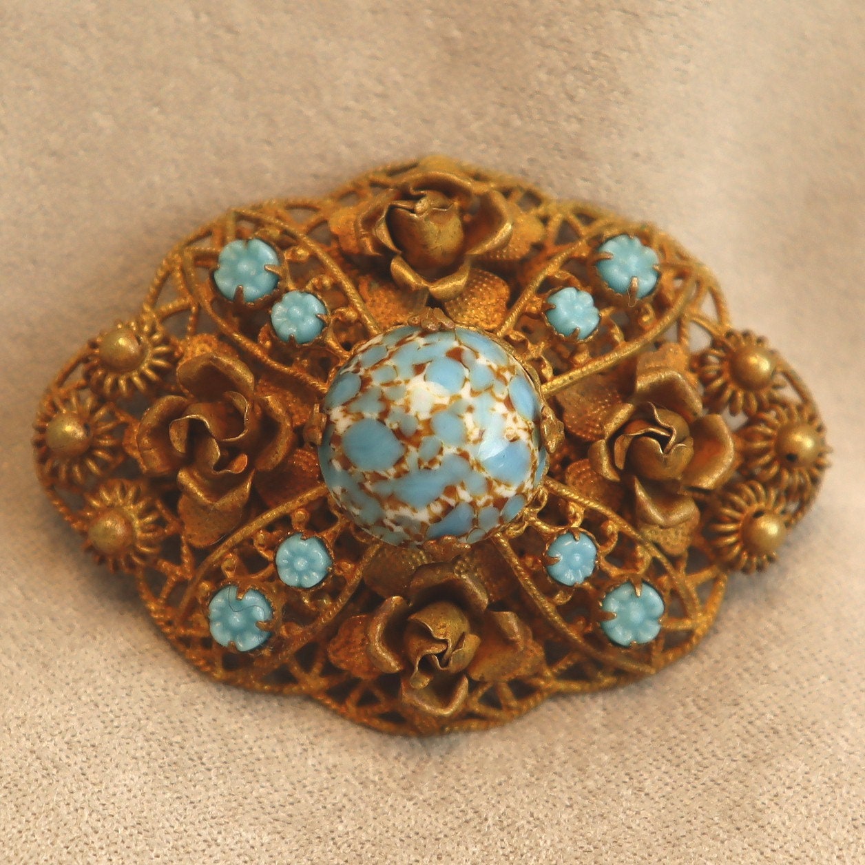 Vintage czech glass sale brooch