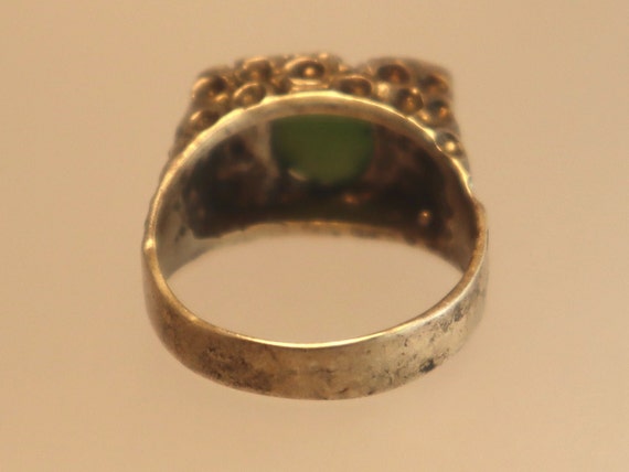 Vintage Sterling Brutalist Jade Mens Unisex Ring … - image 5