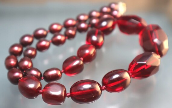Vintage Cherry Faceted Glass Necklace - image 6