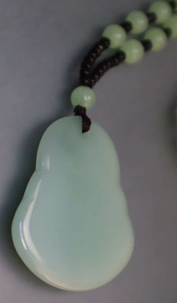 Jadeite Glass Buddha Necklace Green Black Buddah - image 3