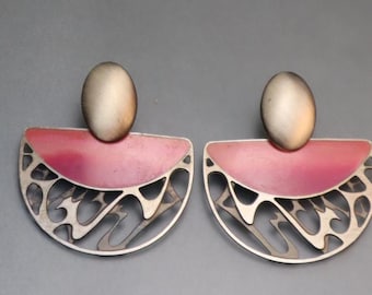 Vintage 80er Pink Ohrringe durchbohrt