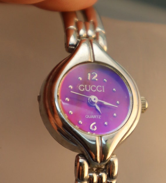 Vintage Gucci Watch Reflective Purple Pink Dial La