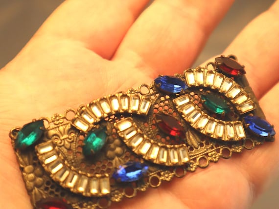 Art Deco Mirror Rhinestone Brooch Vintage Vauxhall Pin