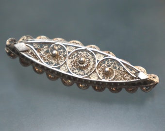 Vintage Sterling Filigree Dimensional Brooch Pin