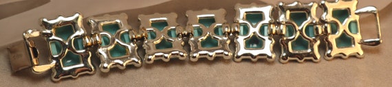 Vintage Coro Turquoise Panel Bracelet Wide Plasti… - image 5