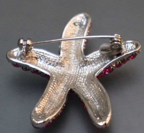 Pink Rhinestone Starfish Brooch AB Glass Stones - image 3