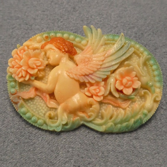 Celluloid Angel Brooch Vintage Pin