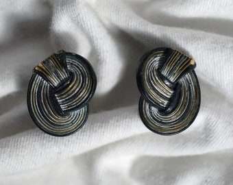 Vintage Plastic Black Knot Earrings