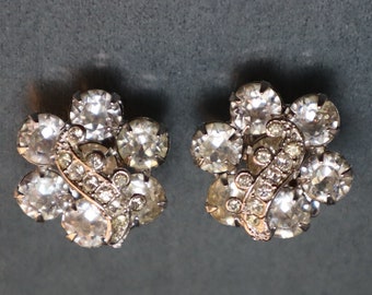 Vintage Weiss Strass Ohrringe