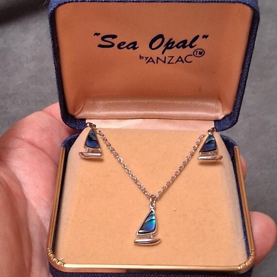 Vintage Sea Opal Sailboat Set Necklace Earrings Anzac Boxed - Etsy