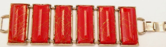 Chunky Red Confetti Bracelet Vintage Plastic - image 2