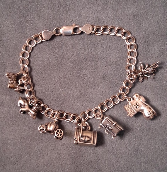 Sterling Fairy Tale Charm Bracelet Moveable Animated