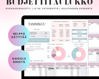 12 kuukauden budjettitaulukko – Kuukausittainen taloussuunnitelma | Google Sheets