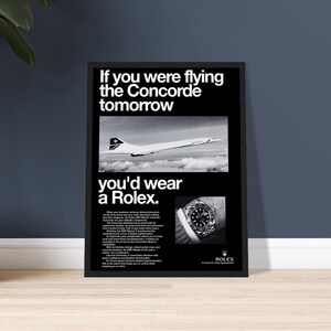 Vintage Rolex GMT Master II & Concorde Poster | Aviation Watch Enthusiast Wall Art | Luxury Travel Decor | Gift for Pilots  Businessmen