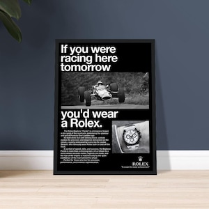 Watch Poster | Vintage Rolex Daytona & F1 Poster | Wall Art for Watch Lovers | Racing Decor | Gift for Men