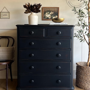 Antique Black Distressed Chest c. 1919 | Shipping Included in Price