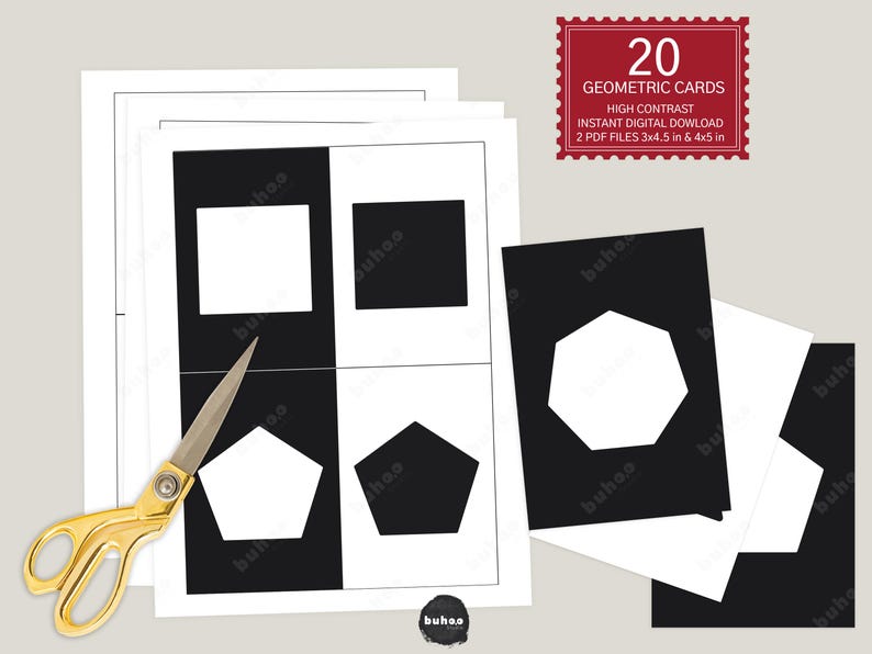 Minimalist Shapes Flashcards Printable | Modern Basic Shape Flash Cards ...