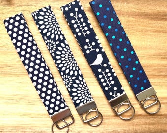 Handmade Keychain Wristlet For keys, Fabric Wristlet Key Fob