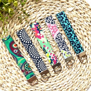 Handmade Keychain Wristlet For keys, Fabric Wristlet Key Fob