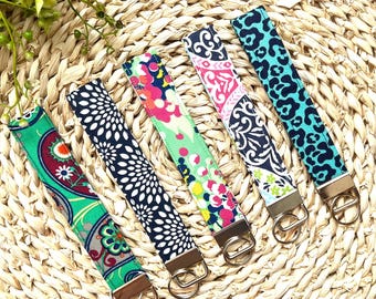 Handmade Keychain Wristlet For keys, Fabric Wristlet Key Fob