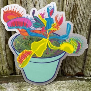 Medium Bold Colorful Venus Fly Trap Sticker