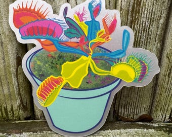 Medium Bold Colorful Venus Fly Trap Sticker
