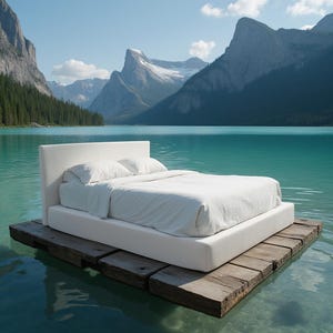Queen Flow + Bettrahmen + Kopfteil Set (Box Spring erforderlich)